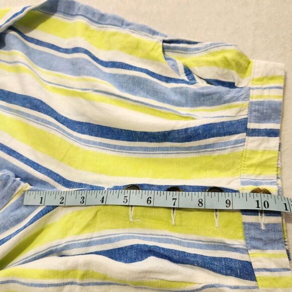 Ana A New Approach Linen Pants Size XS Green Blue Striped With Pockets - Picture 6 of 11